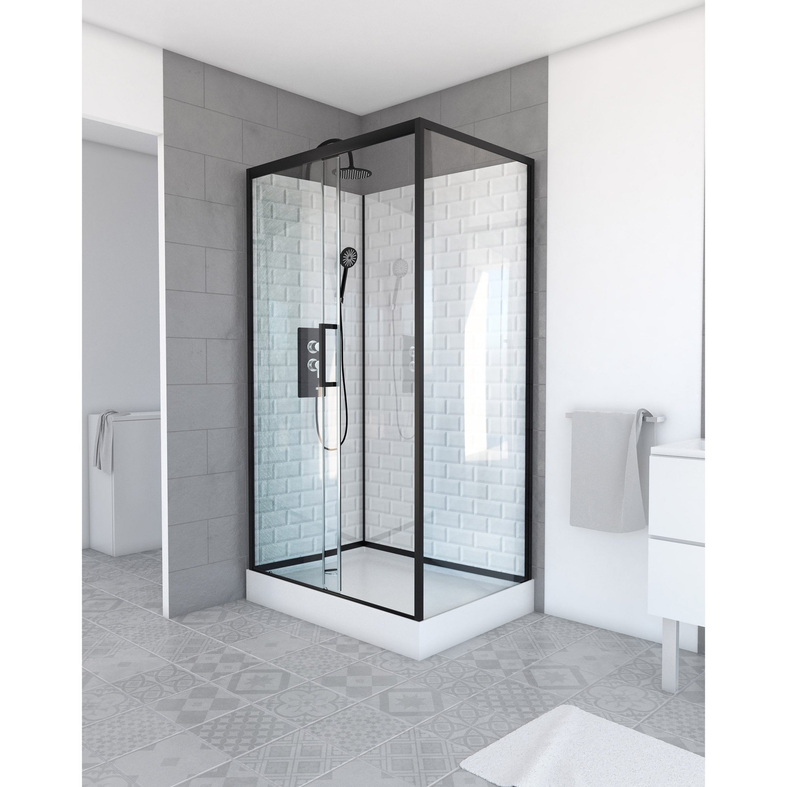 Cabine De Douche L.80 X L.110 Cm Blanc, Verre Transparent destiné Modulacolor Cabine De Douche Cabine De Douche L.80 X L.110 Cm Blanc, Verre Transparent destiné Modulacolor Cabine De Douche