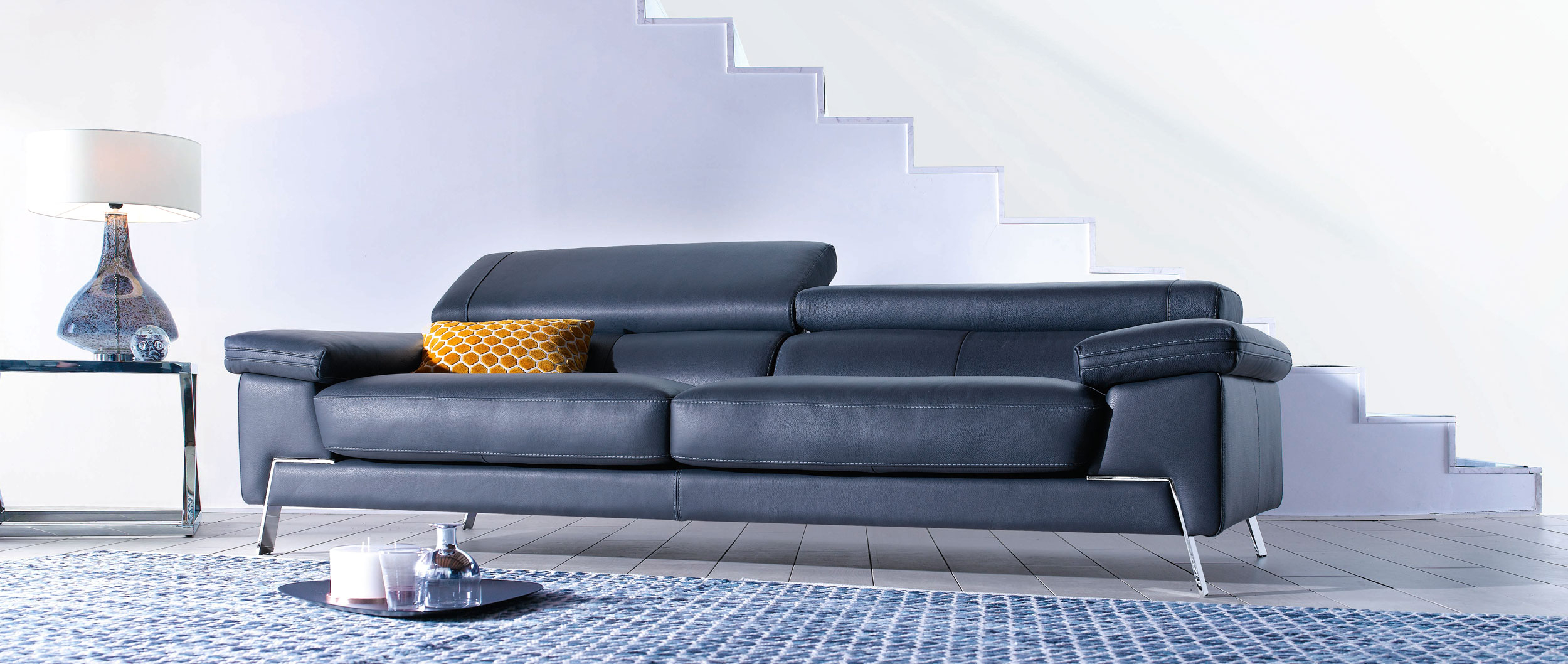 Canapés Droits En Cuir, Cuir De Buffle, Cuir Et Tissu dedans Cuir