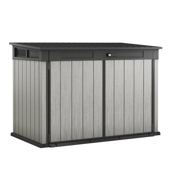 Coffre De Jardin Résine Grand Store Gris Foncé / Clair, L intérieur Coffre De Rangement Jardin Ikea