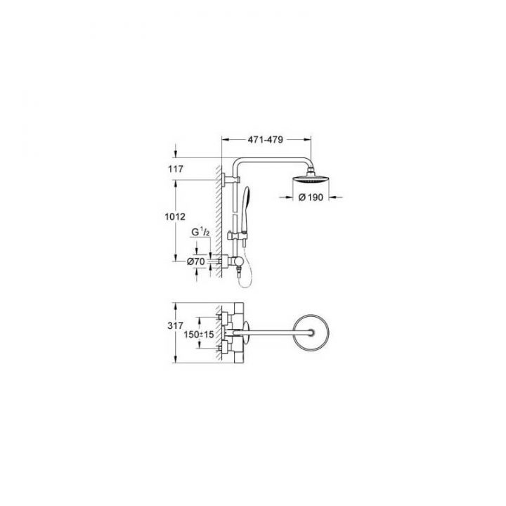 Colonne De Douche Rainshower System Tête Solo Grohe avec Douche Aurlane Pièces Détachées