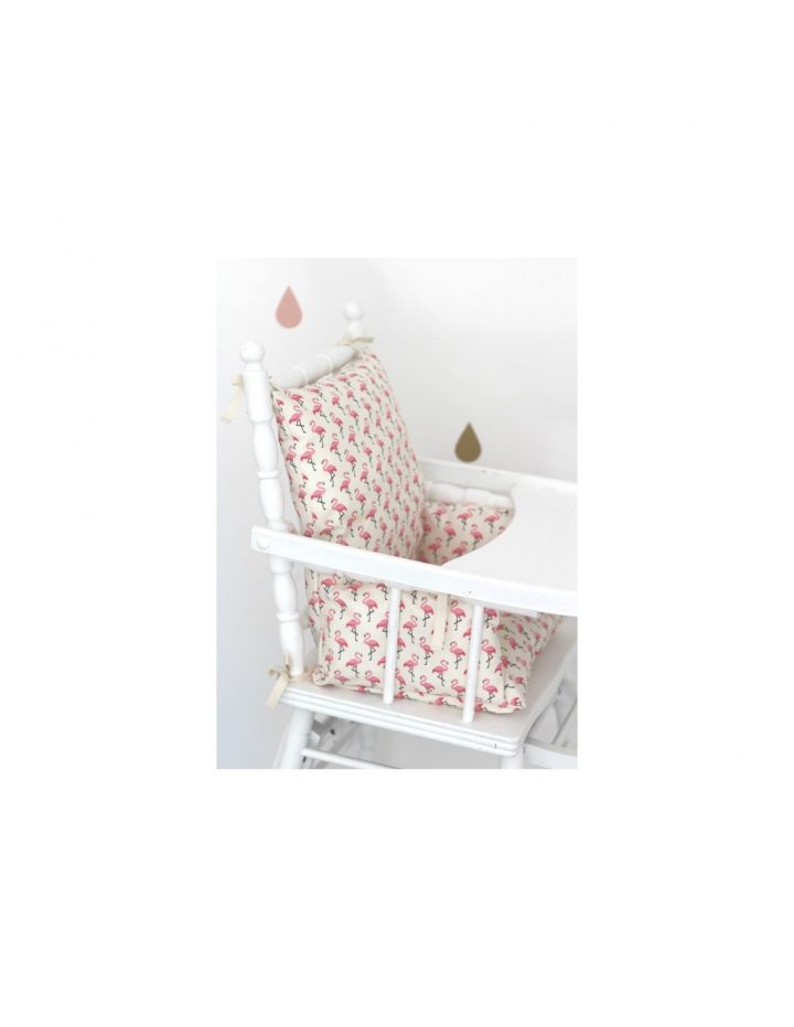 Coussin Chaise Haute Flamant Rose En Coton Enduit Pour Bébé encequiconcerne Bouée Flamant Rose La Chaise Longue