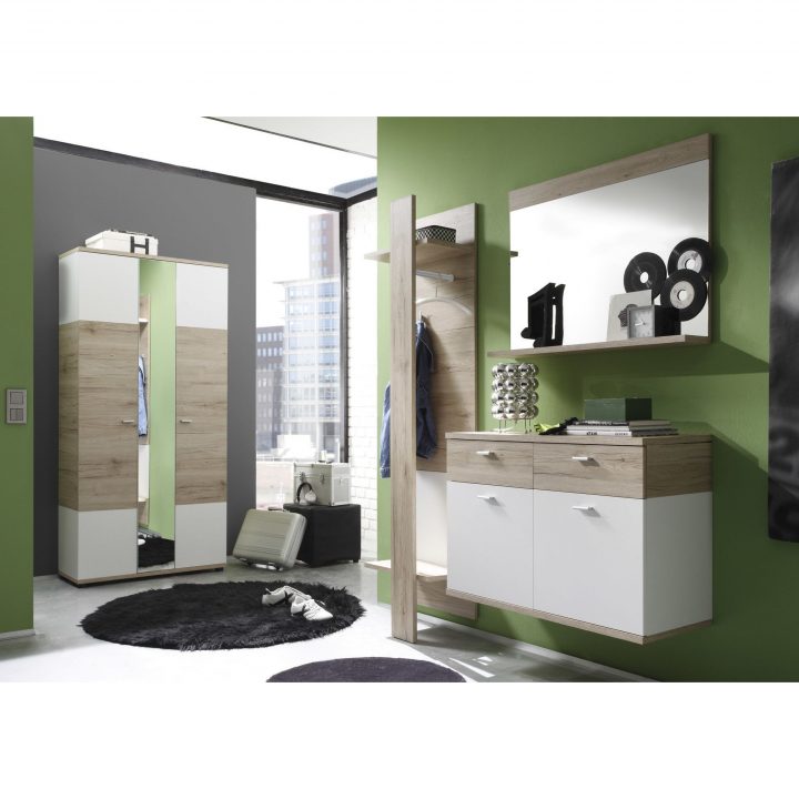 Ensemble Vestiaire Avec Armoire 2 Portes + Miroir + Porte encequiconcerne Armoire A Chaussure Avec Miroir