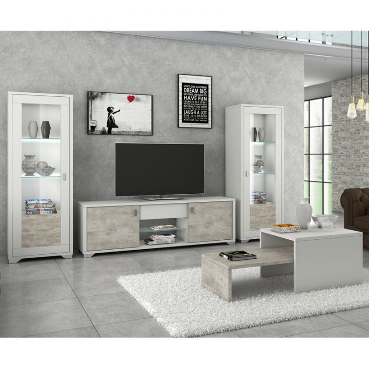 Gemma – Ensemble Salon Table Basse + Meuble Tv + Vitrines avec Ensemble Meubles Salon Gemma – Ensemble Salon Table Basse + Meuble Tv + Vitrines avec Ensemble Meubles Salon