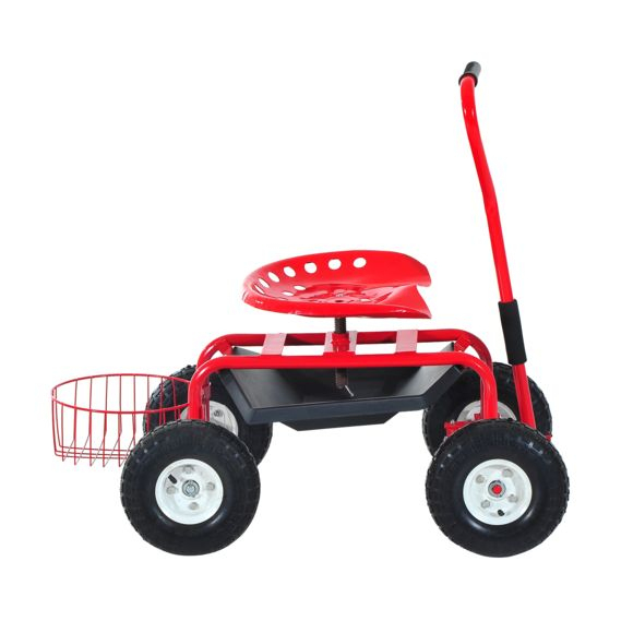 Homcom – 2 En 1 Tabouret Pivotant Chariot Mobile De Jardin avec Chariot De Jardin Carrefour
