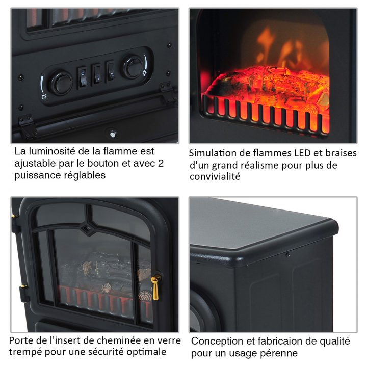 Homcom Cheminée Électrique Verre Trempé Radiateur destiné Homcom Cheminée Électrique