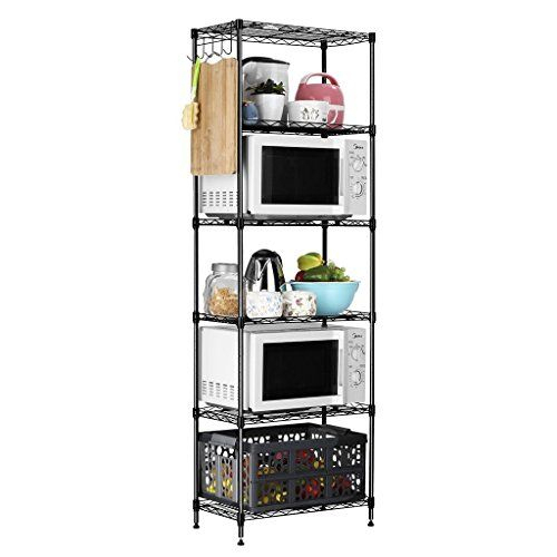 Langria Etagère De Rangement En Métal Avec 6 Tablettes dedans Meuble Micro Onde Gifi
