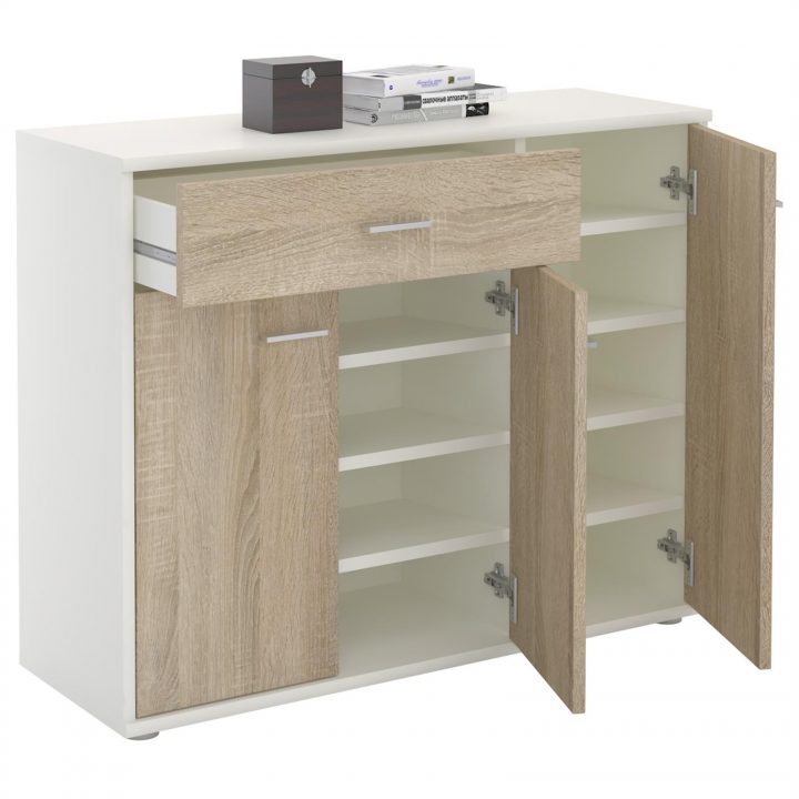 Meuble À Chaussures Camille, En Mélaminé Blanc Mat Et concernant Meuble Chaussure But