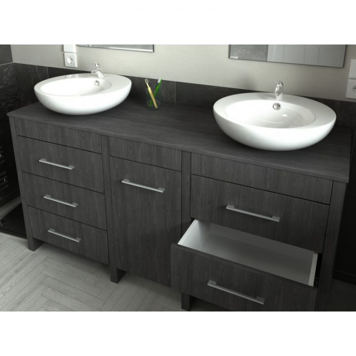 Meuble De Salle De Bain Double Vasque 150 Cm Finition Teck destiné Meuble Salle De Bain Palissandre Meuble De Salle De Bain Double Vasque 150 Cm Finition Teck destiné Meuble Salle De Bain Palissandre