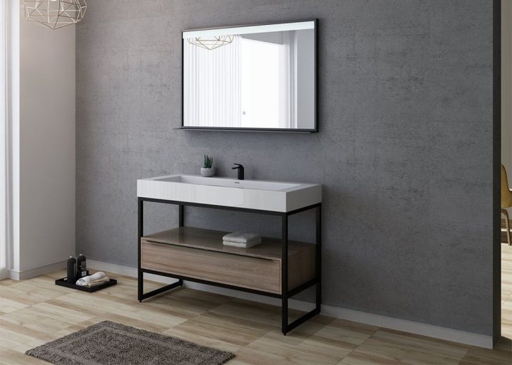 Meuble De Salle De Bain Industriel 120 Cm, Meuble De Salle destiné Meuble Salle De Bain Industriel