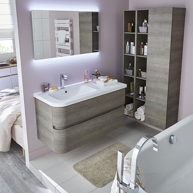 Meuble De Salle De Bains Décor Bois Grisé 108 Cm Voluto avec Porte Manteau Salle De Bain Castorama Meuble De Salle De Bains Décor Bois Grisé 108 Cm Voluto avec Porte Manteau Salle De Bain Castorama
