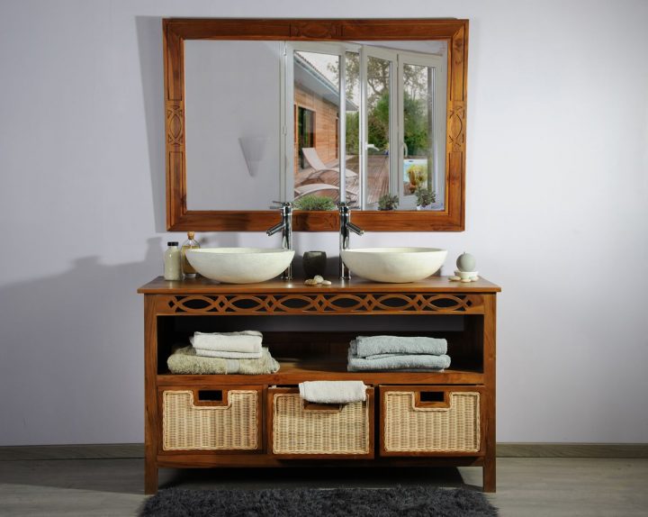 Meuble Salle De Bain En Teck 140 Attessam Ensemble encequiconcerne Meuble Salle De Bain Palissandre