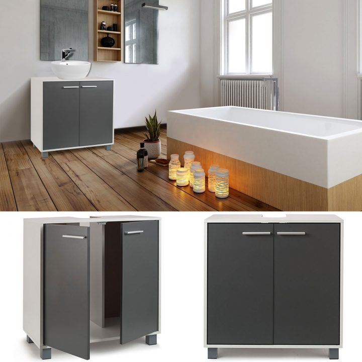Meuble Sous Lavabo Gris Pour Vasque De Salle De Bain encequiconcerne Fabriquer Un Meuble Sous Vasque En Bois