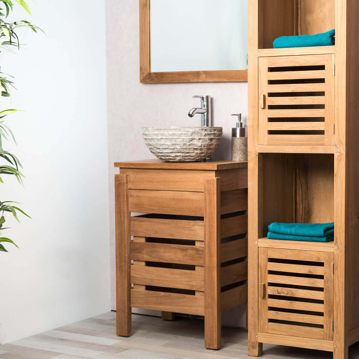 Meuble Sous Vasque (Simple Vasque) En Bois (Teck) Massif concernant