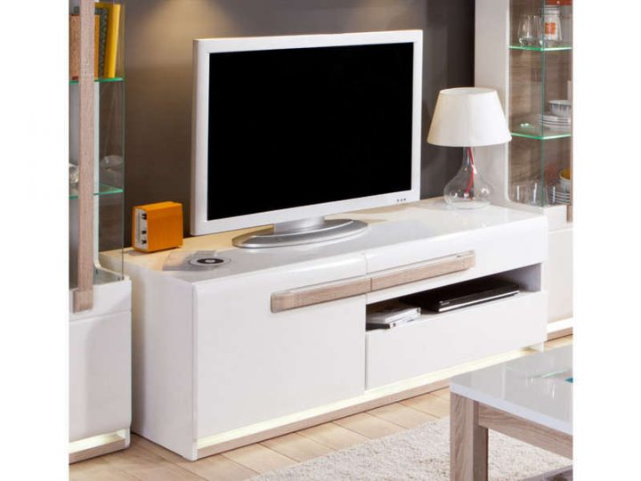 Meuble Tv 140,1 Cm Levi Coloris Bois/Blanc – Vente De encequiconcerne Meuble Tv Hauteur 80 Cm Conforama