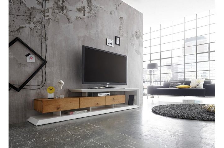 Meuble Tv Design – Blanc & Chêne – Trendymobilier intérieur Theta Design Meuble Tv