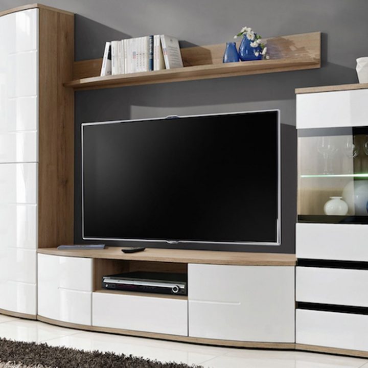 Meuble Tv Design "Ontario" 300Cm Blanc intérieur Meuble Tv 300 Cm