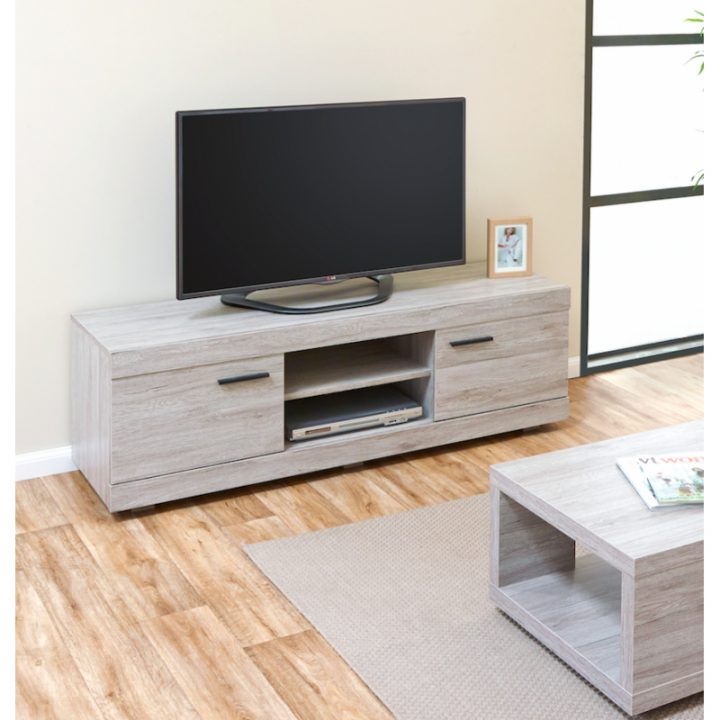 Meuble Tv Moderne 150 Cm Gris Portofino Jerome – Atout encequiconcerne Meuble Tv À Suspendre