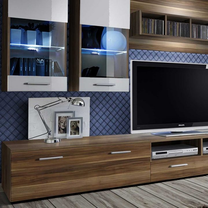 Meuble Tv Mural Design "Dorade" 300Cm Prunier & Blanc serapportantà Meuble Tv 300 Cm Meuble Tv Mural Design "Dorade" 300Cm Prunier & Blanc serapportantà Meuble Tv 300 Cm