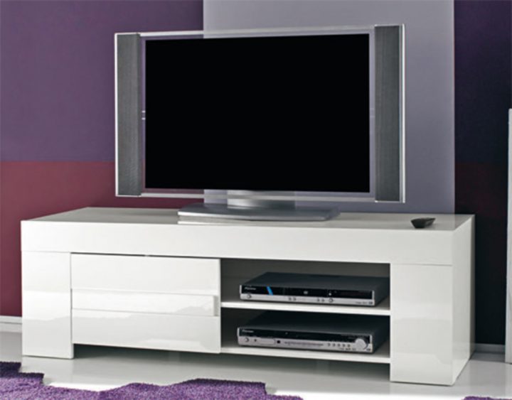 meuble tele laque blanc