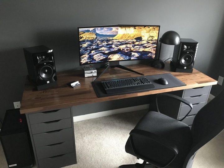 My Karlby Battlestation With Matte Polyurethane Finish encequiconcerne Ikea Karlby Gaming Desk