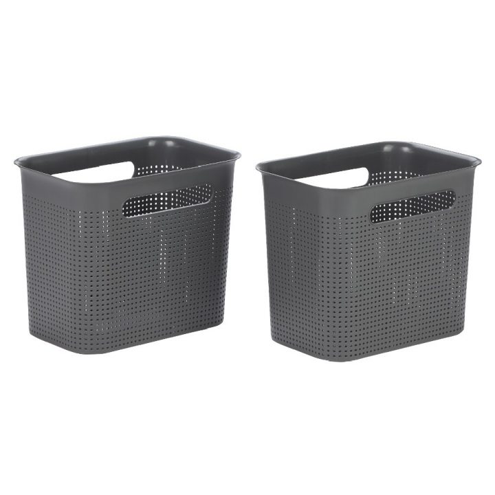 Paniers À Linge Gris Design Perforé 7 L X2 – Panier À concernant Panier À Linge Gifi