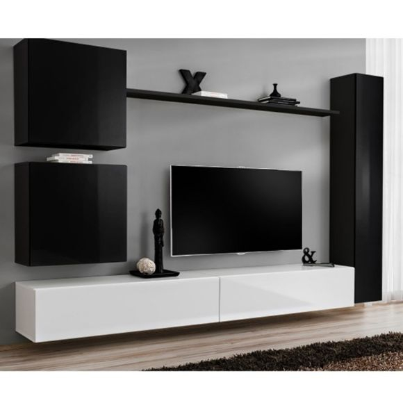 Paris Prix – Meuble Tv Mural Design "Switch Viii" 280Cm pour Theta Design Meuble Tv