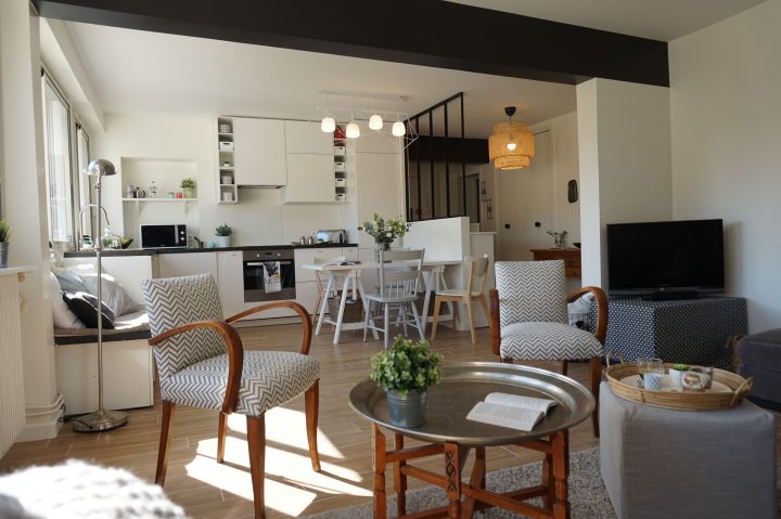 Pièce À Vivre Ouverte Sur Cuisine Avec Verrière, Chic Et tout Cuisine Salon Salle À Manger 30M2