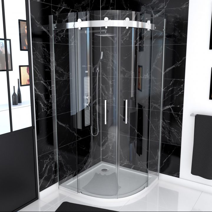 Porte De Douche Angle 1/4 Cercle, L.90 Cm, Verre Sécu à Colonne De Douche D&#039;Angle Leroy Merlin