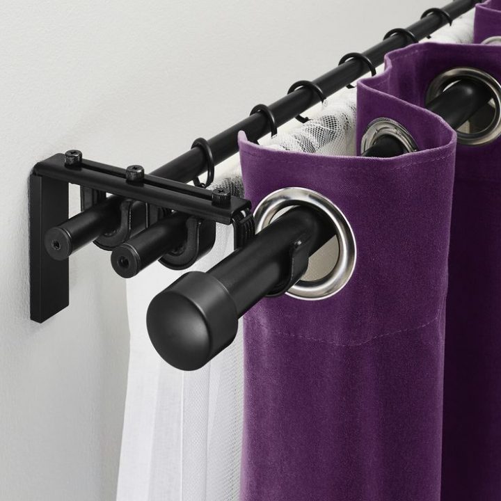 Räcka / Hugad Triple Curtain Rod Combination – Black 82 5 serapportantà Tringle A Rideau Style Industriel