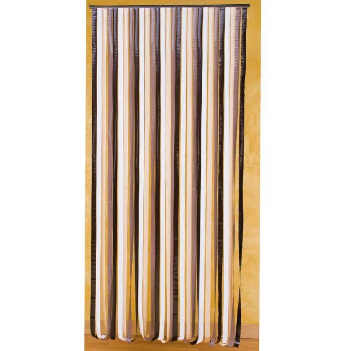 Rideau De Porte Lanières Plastique Marron Et Beige concernant Centrakor Rideau De Porte