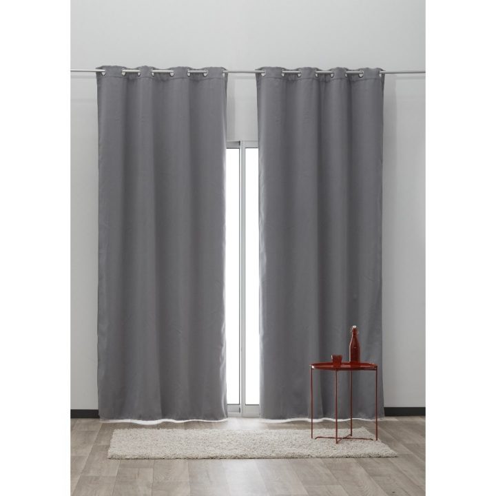 Rideau Occultant À Œillets Polaire Gris – Rideau Occultant concernant Rideau Isolant Thermique Gifi