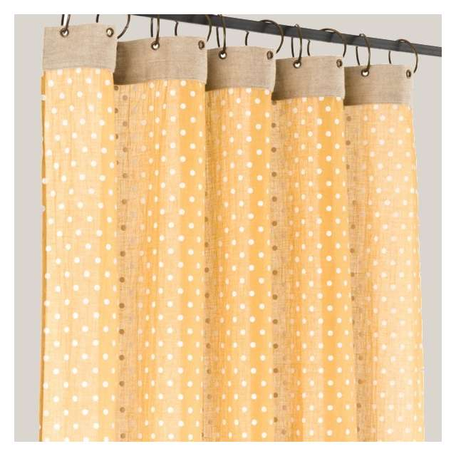 Rideaux Voilage À Pois Jaune En Fil D'Indienne, Boutique concernant Rideau Blanc Et Jaune