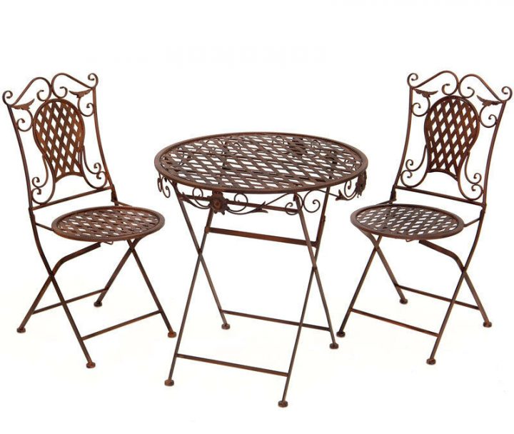 Salle A Manger En Fer Forge Brun 2 Chaises 1 Table Jardin encequiconcerne Salon De Jardin Occasion Ebay
