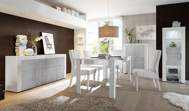 Salle À Manger – Séjour Complet Design Easy Blanc Brillant serapportantà Salle À Manger But Romance