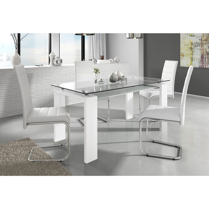 Salle À Manger – Table Rectangulaire Design Verre Trempé avec Table À Manger En Verre Conforama