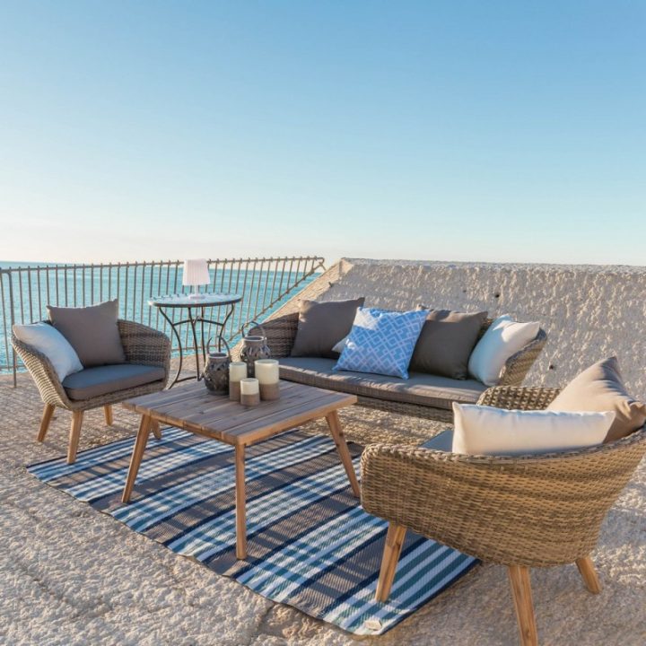 Salon De Jardin 5 Places En Résine Tressée Beige + Table dedans Flair Plaisir Salon De Jardin