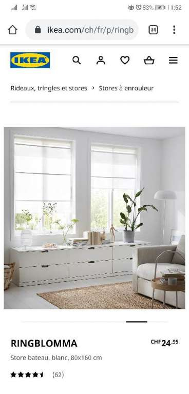 Store Bateau/Rideaux Sans Perçage Ringblomma Ikea destiné Store Bateau Occultant Ikea