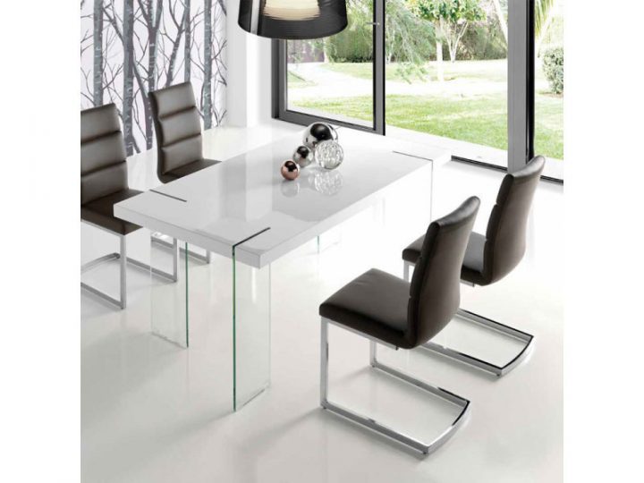 Table À Manger Design Blanc Laqué Et Verre Argos – Vente tout Table À Manger En Verre Conforama