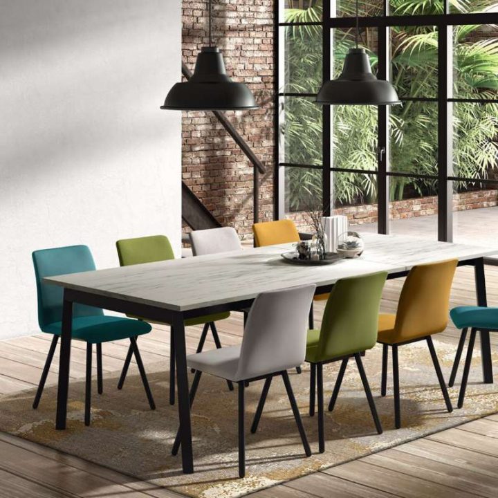 Table Avec Allonge En Stratifié Et Métal – Victoria | 4 encequiconcerne Table Salle A Manger Marbre Blanc