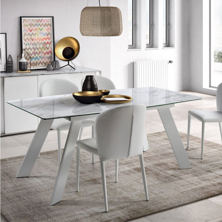 Table De Repas Allonge Céramique Marbre Blanc Paracas concernant Table Salle A Manger Marbre Blanc