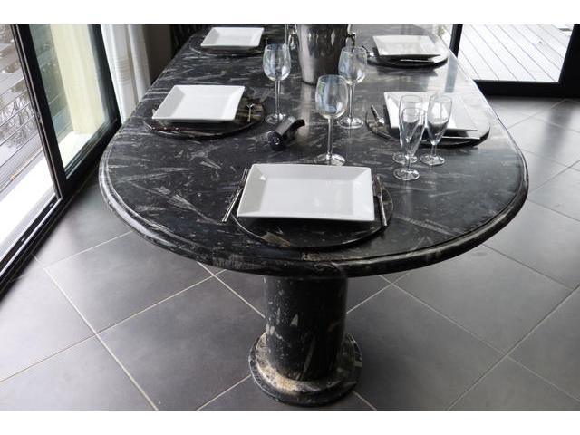 Table De Salle À Manger En Marbre Fossilisé 200 X 100 Cm pour Table Salle À Manger En Marbre Occasion