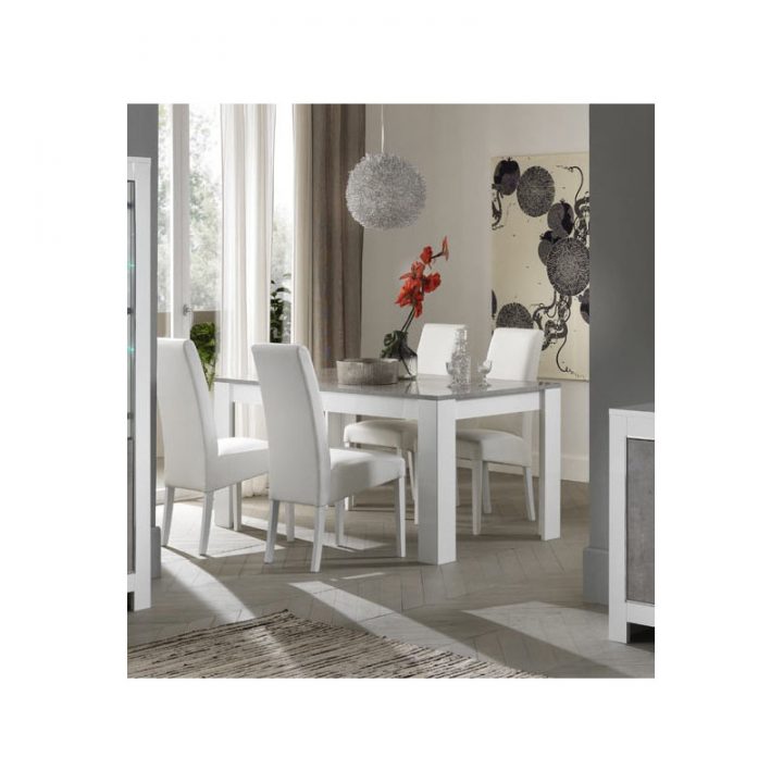 Table De Salle À Manger Moderne Blanc/Marbré Hilda | Matelpro destiné Table Salle A Manger Marbre Blanc