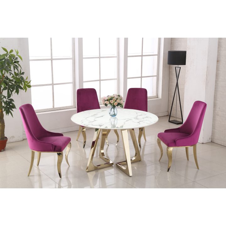 Table De Salle À Manger Rond Design Avec Un Plateau En dedans Table Salle A Manger Marbre Blanc