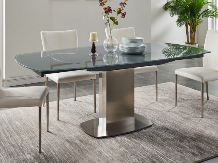 Table Extensible Talicia – Verre Trempé & Métal – Gris intérieur Table Salle À Manger En Verre Extensible Table Extensible Talicia – Verre Trempé & Métal – Gris intérieur Table Salle À Manger En Verre Extensible