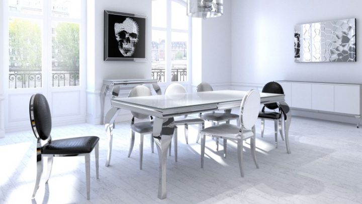 Table Rectangulaire Avec Plateau En Verre Ou Effet Marbre dedans Table Salle A Manger Marbre Blanc