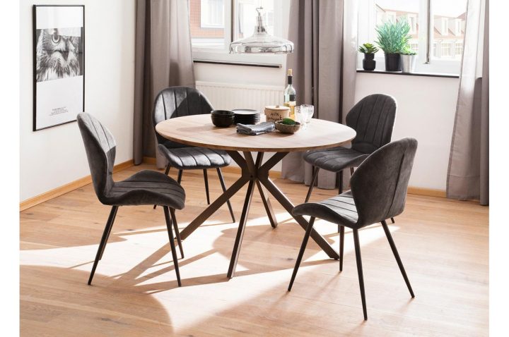 Table Ronde Design Pas Cher Bois & Métal Pour Salle À Manger destiné Table De Salle À Manger Pas Cher