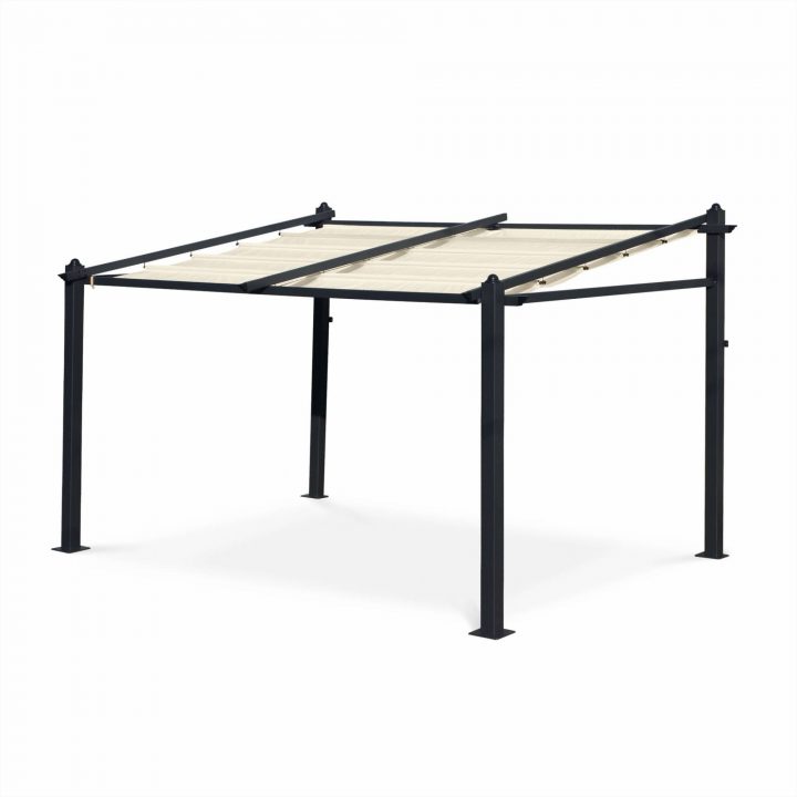 Tente De Jardin Murale, Pergola Aluminium 3X4M Murum Ecru intérieur Abri Moto Rétractable