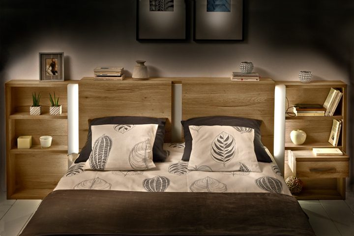 Tête De Lit Calypso Droite Mélaminé Structuré Chêne à Bouchara Tête De Lit