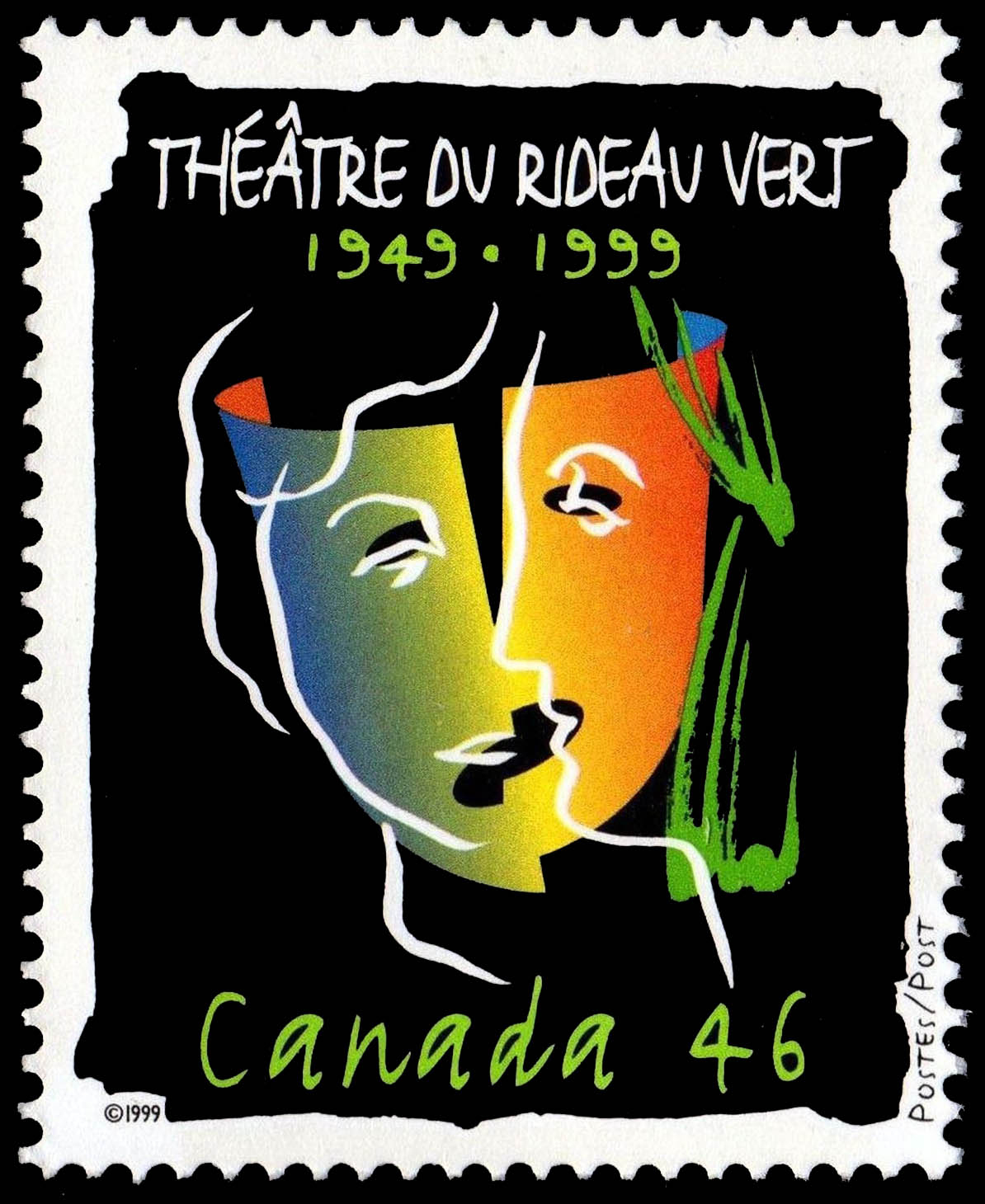 Theatre Du Rideau Vert, 1949-1999 - Canada Postage Stamp tout Rideau Voilage Psg