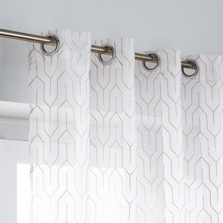 Voilage Tamisant, Amber, Blanc/Or, L.140 X H.250 Cm avec Oeillets Rideaux À Clipser Leroy Merlin Voilage Tamisant, Amber, Blanc/Or, L.140 X H.250 Cm avec Oeillets Rideaux À Clipser Leroy Merlin